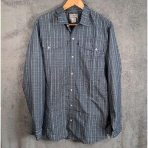 L.L. Bean Long Sleeve Button Down Med Tall Stripe Blue Performance Gorpcore